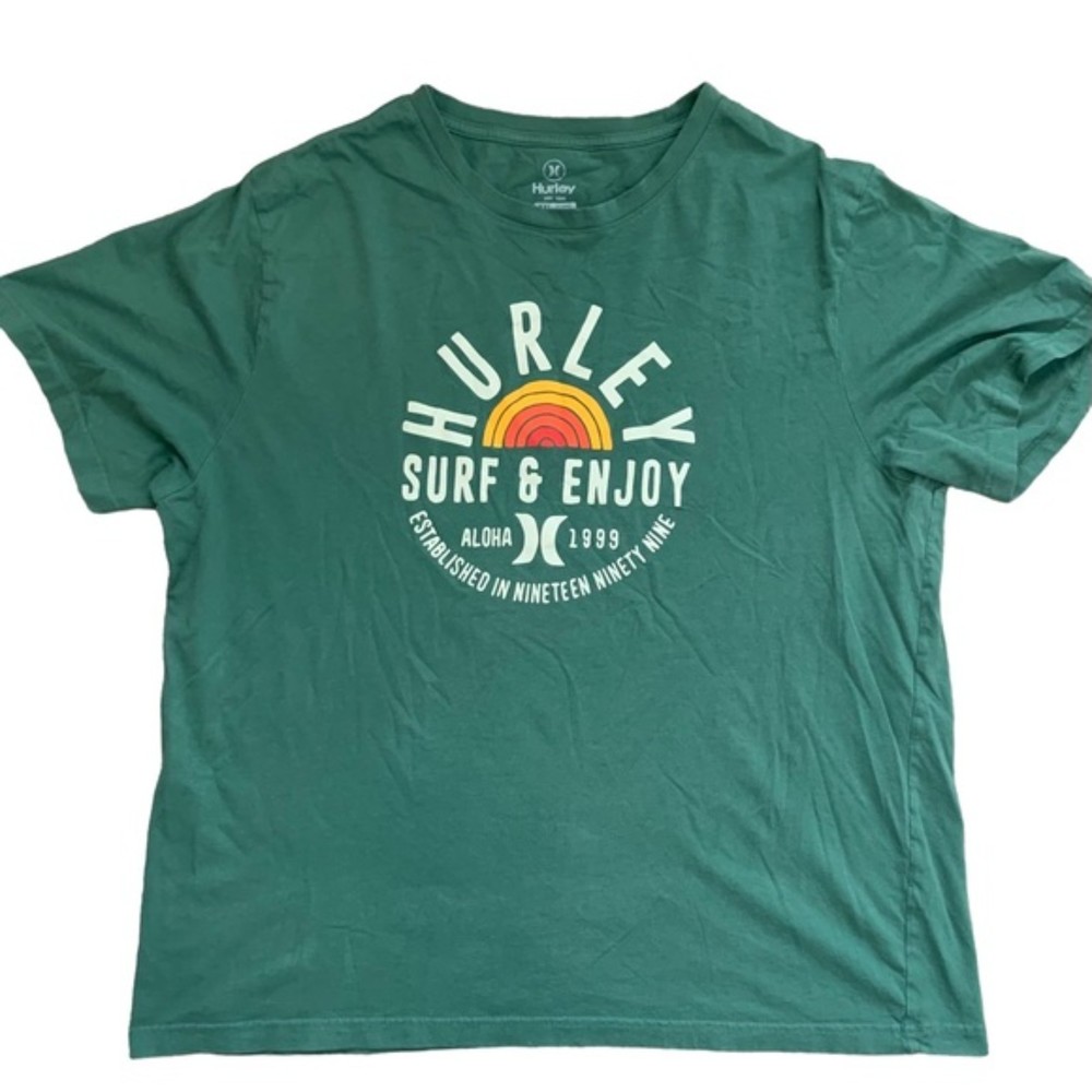 Hurley Mens XXL Green Graphic Surfer Crewneck Cotton Tee